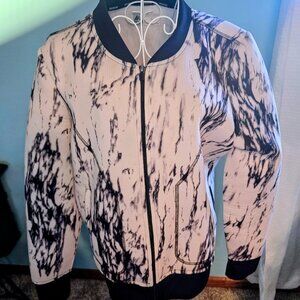RBX Women's Large Marble Print Zip Jacket Performance Activewear Black White L